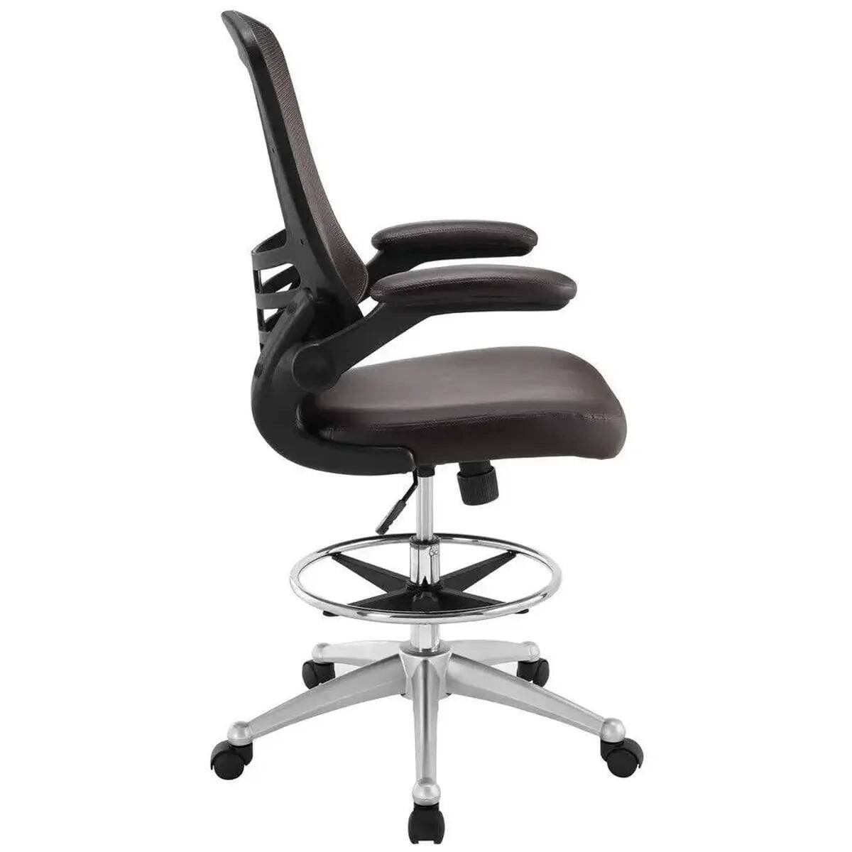 Alt View 4. Platinum-Level - Drafting Chair with Lumbar Support and Breathable Mesh Back - Black.