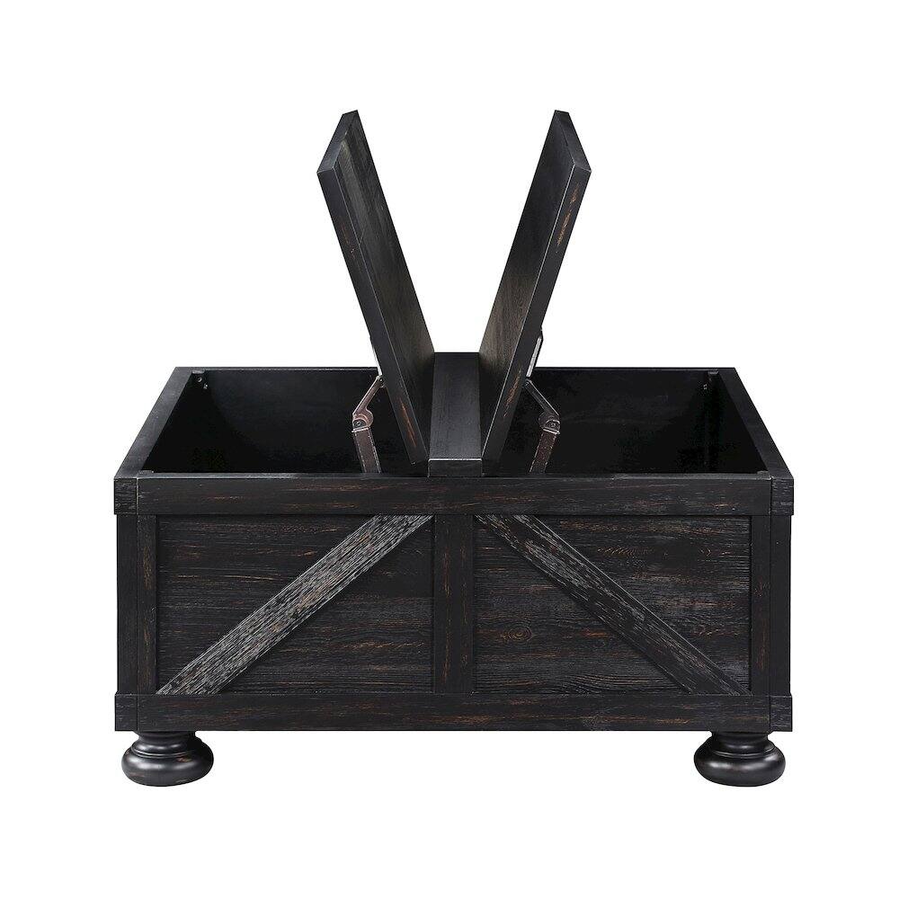 Alt View 2. Furniture of America - Zula Wood Hidden Storage Coffee Table - Black.