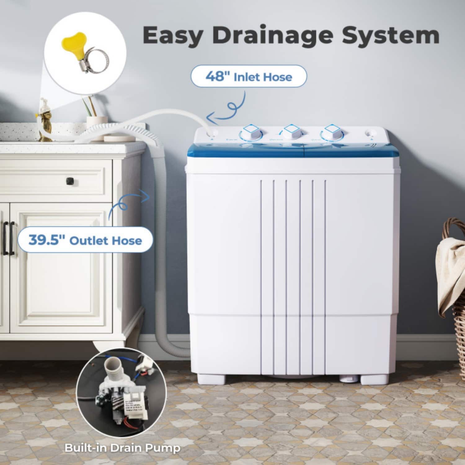 LUCKY ONE Freestanding Portable Washing Machine Washer with Built