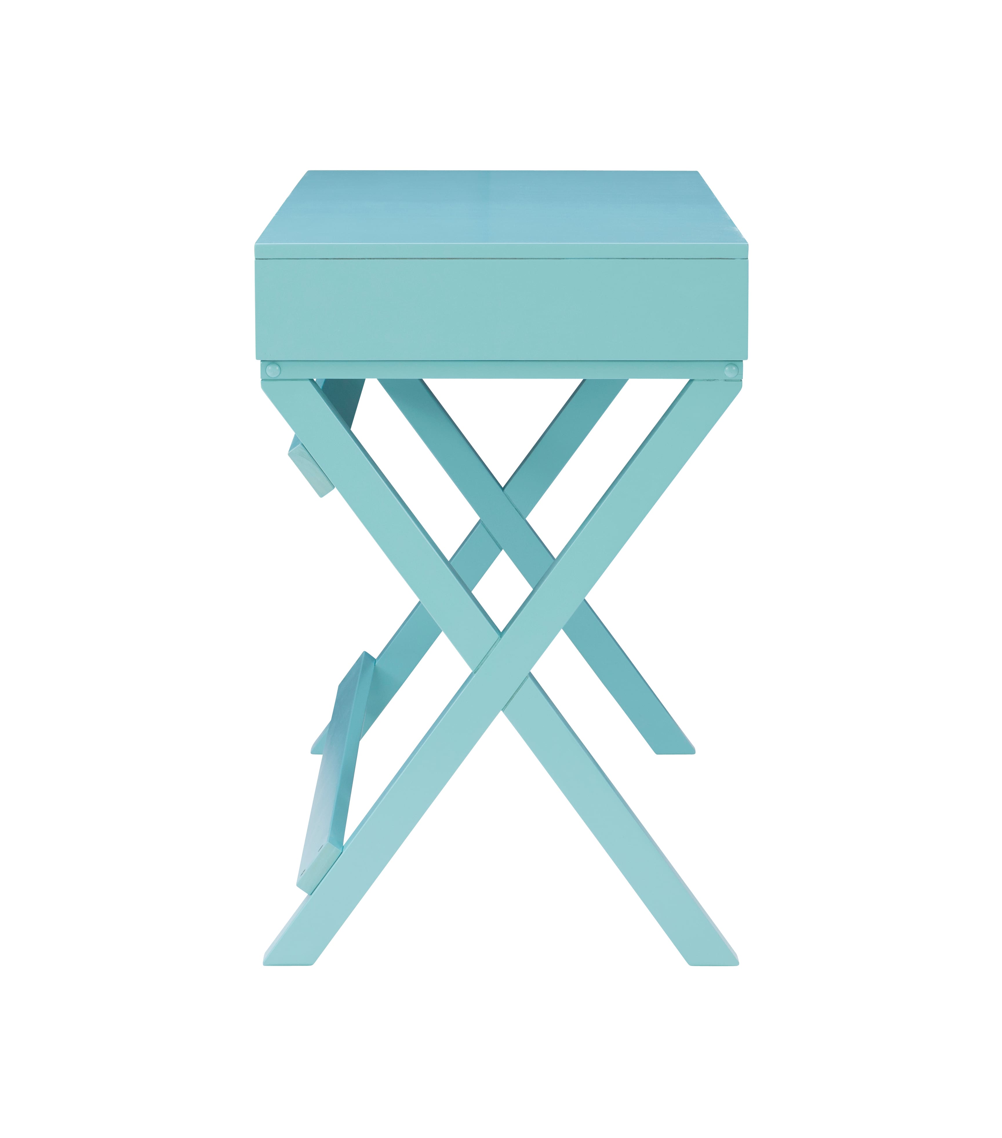 Left. Linon Home Décor - Penrose Two-Drawer Campaign-Style Writing Desk - Blue.