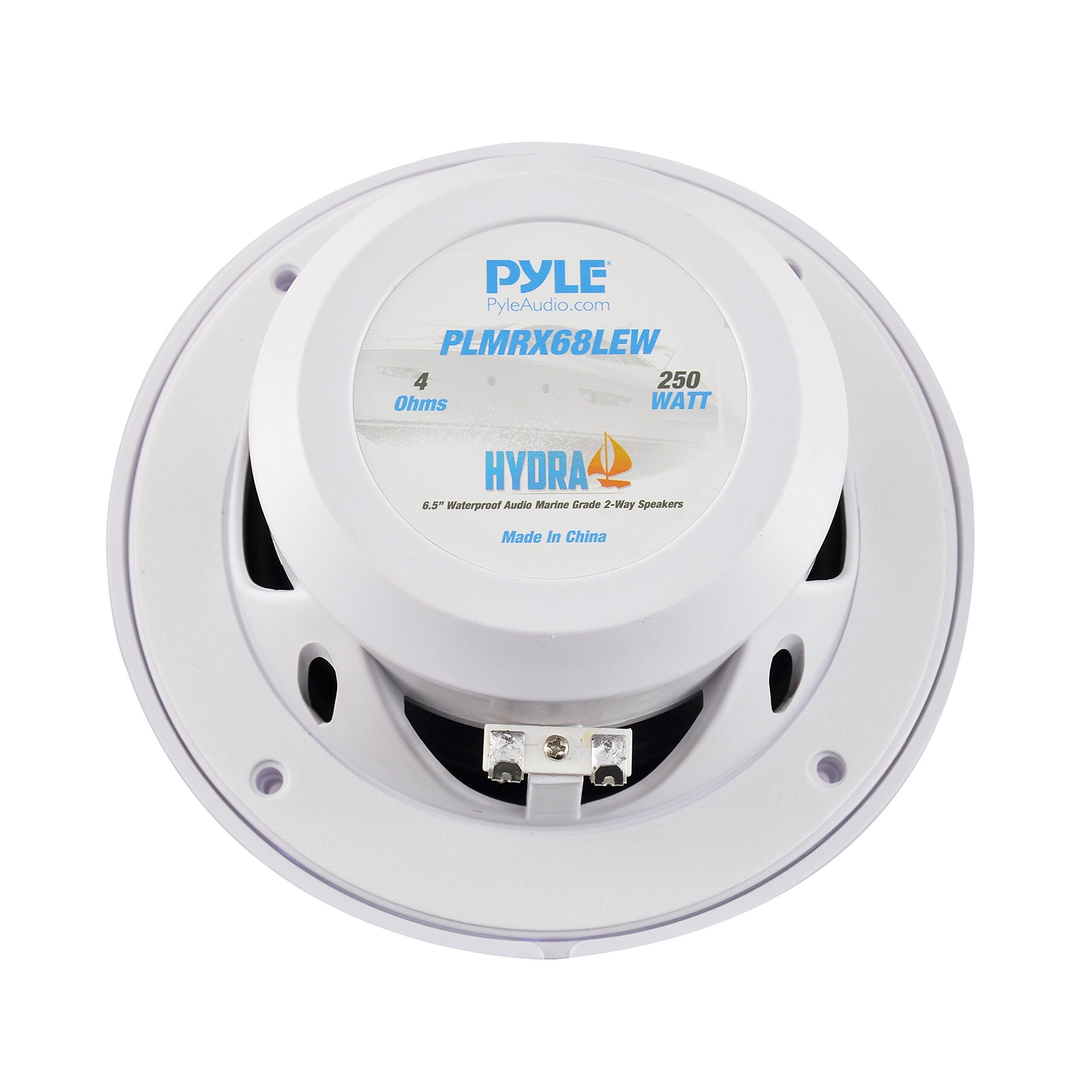 PYLE PyleAudio.com PLMRX68LEW 4 Ohms 250 WATT HYDRA 6.5 Waterproof Audio Marine Grade 2-Way Speakers Made In China