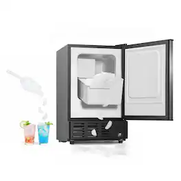 VEVOR - 15" W Under Counter Ice Maker, 15 LBS/Day Crescent Ice Maker Built-in with 11LBS Storage Bin & Reversible Door - Black