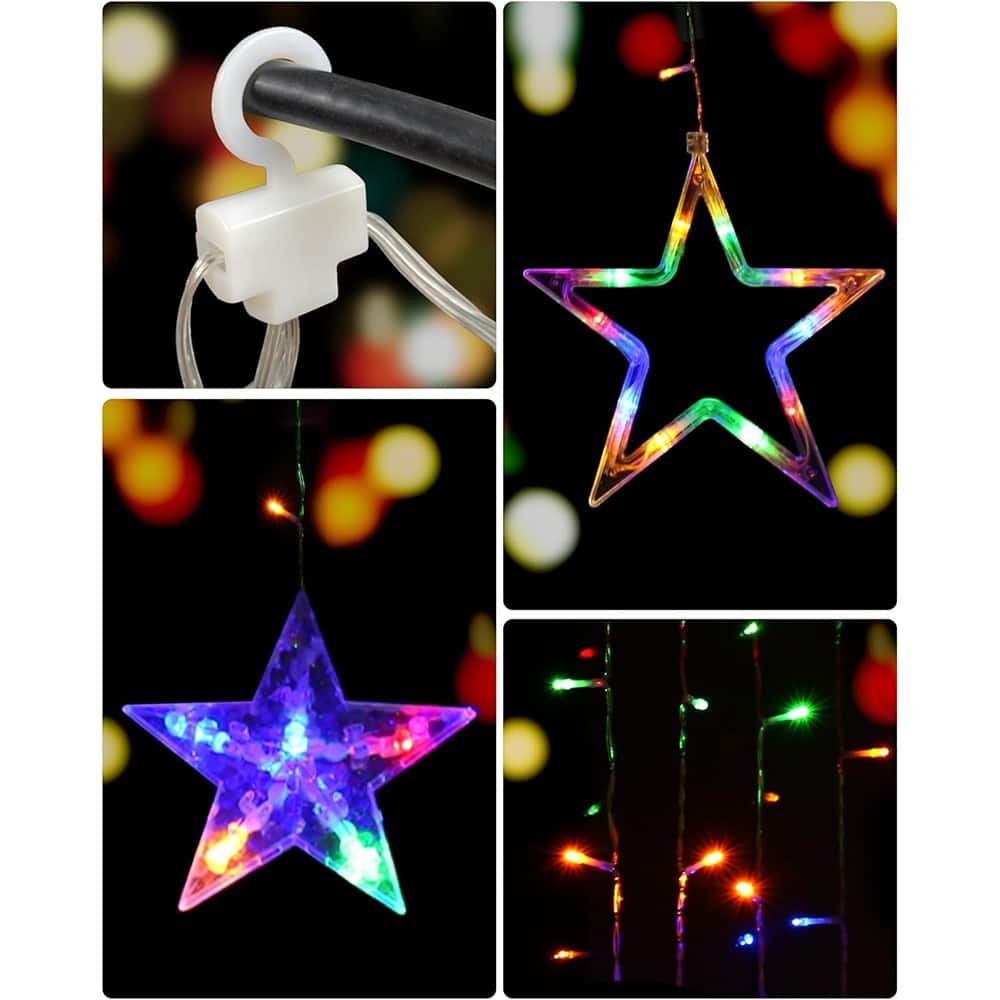 MOSZAR LLC - Blingstar 138-LED Star Curtain Lights 8.2ft Multicolor with Remote