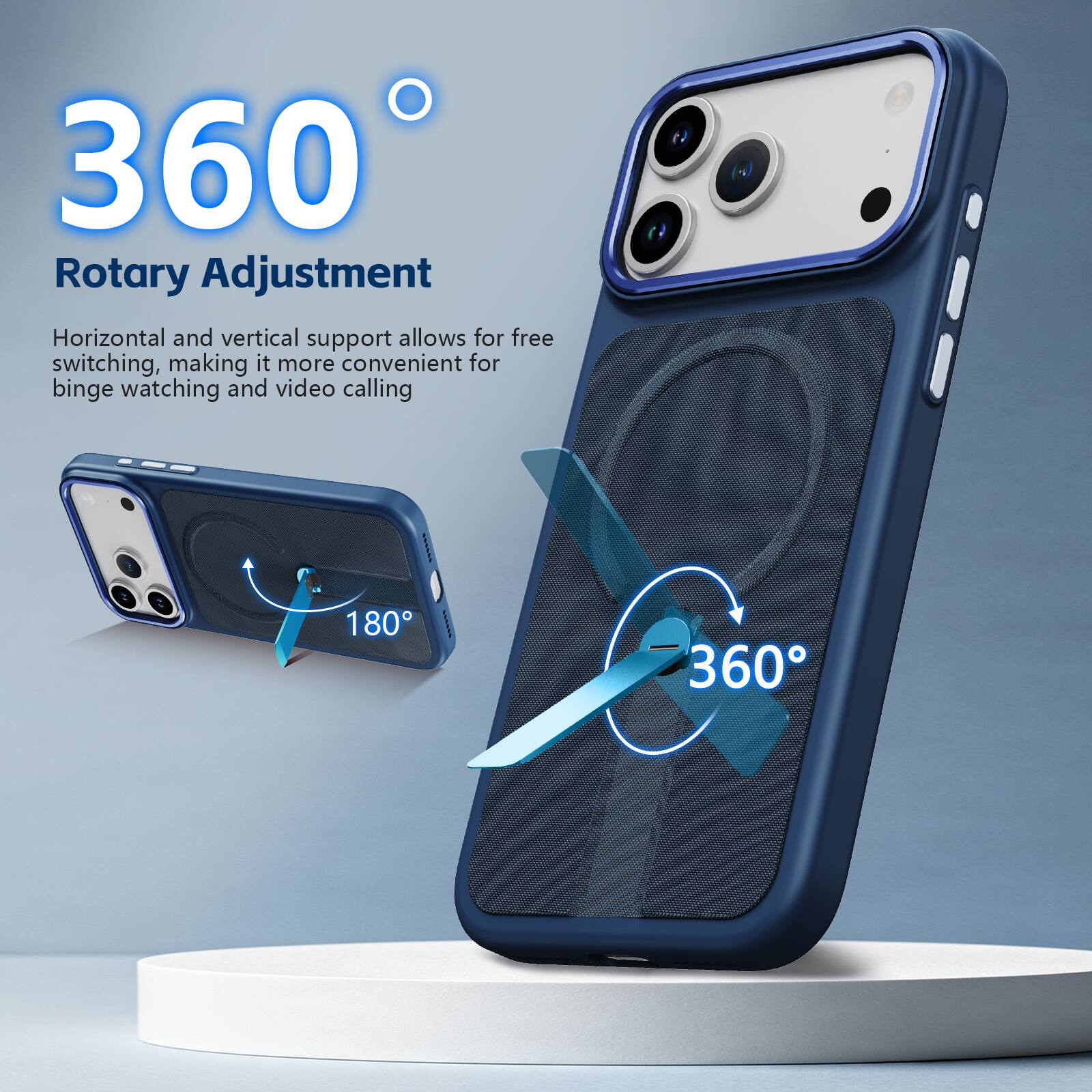 360° Rotary Adjustment

Horizontal and vertical support allows for free switching, making it more convenient for binge watching and video calling

180° 360°