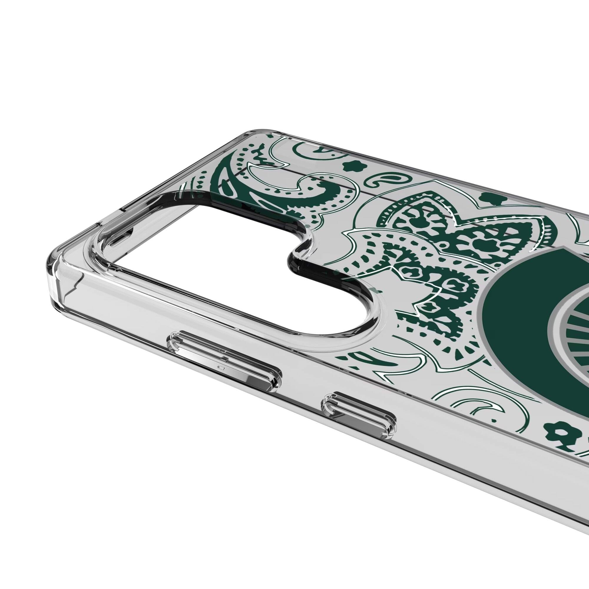 Alt View 2. Keyscaper - Michigan State Spartans Paisley Galaxy Clear Case - S25 Ultra - Multicolor.