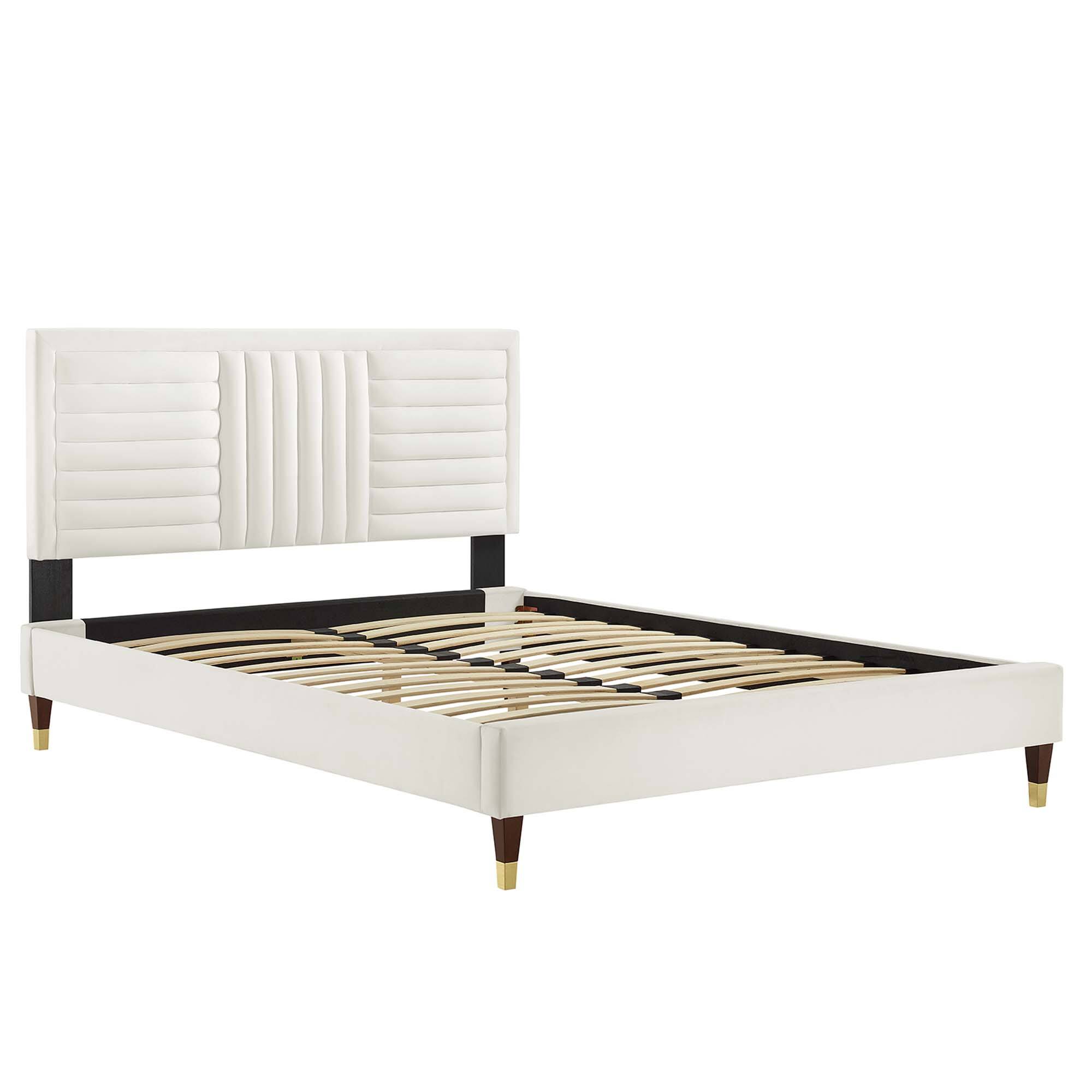 Alt View 2. Modway - Sofia Channel Tufted Performance Velvet Full Platform Bed - Blue.