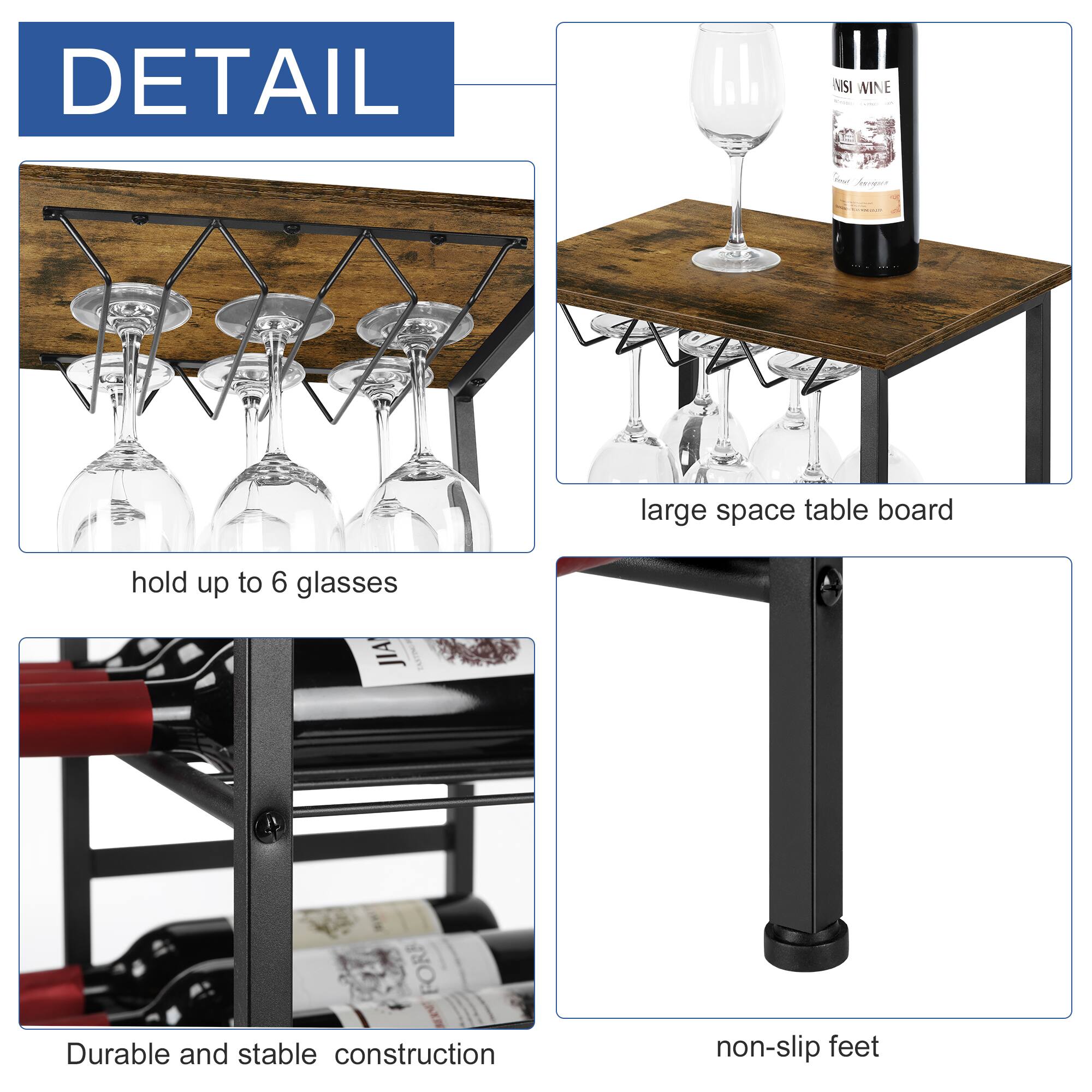 DETAIL

- large space table board
- hold up to 6 glasses
- Durable and stable construction
- non-slip feet