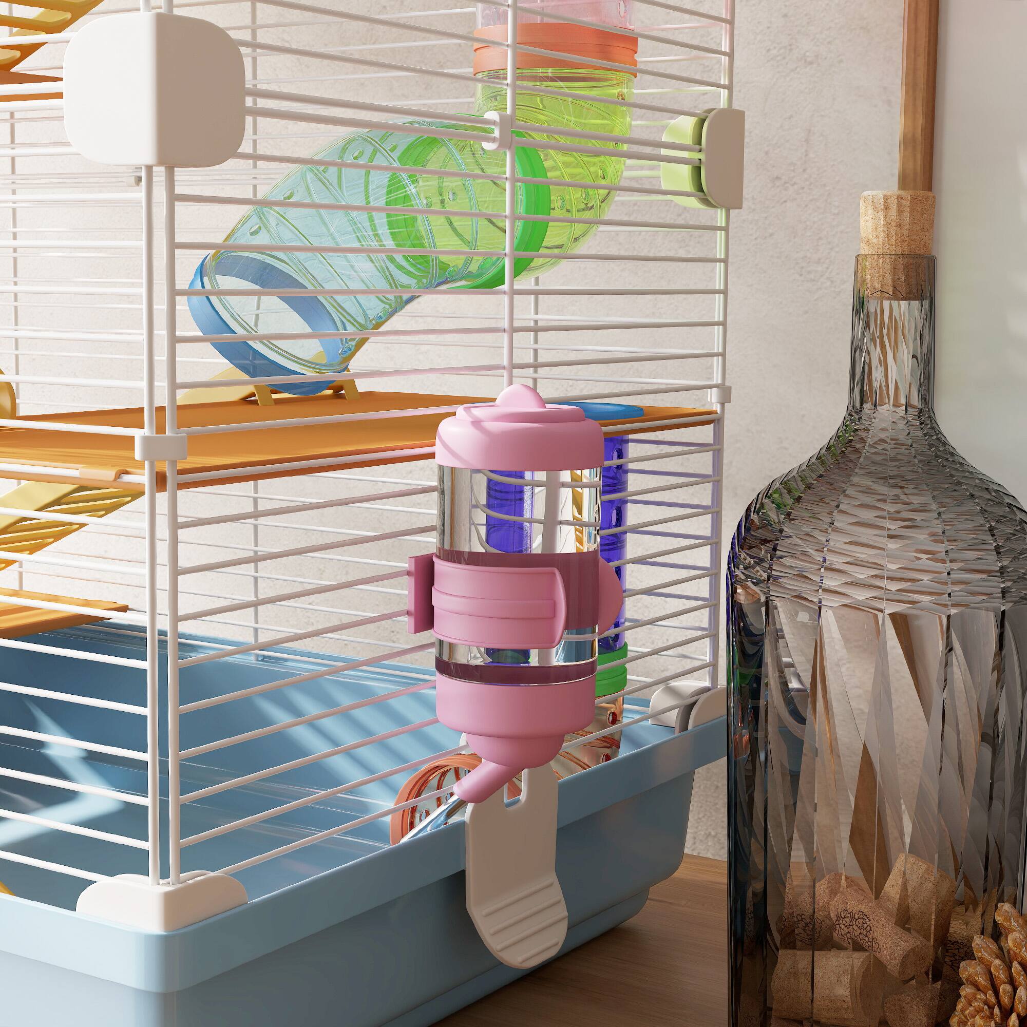 Alt View 5. Pawhut - 18" 5 Tier Hamster Cage with Tubes, Tunnels, Portable Carry Handle, Water Bottle, Food Dish, Exercise Wheel.