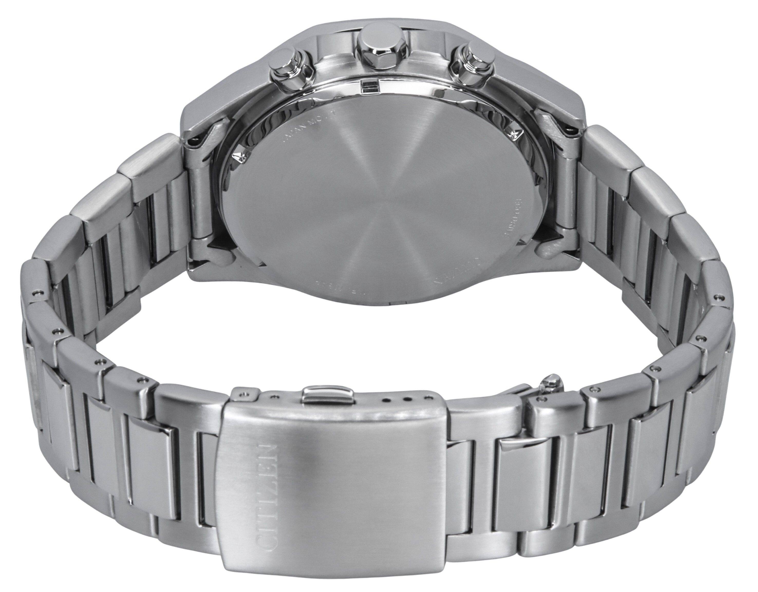 Back. Citizen - Eco-Drive Chronograph Stainless Steel White Dial CA4590-81A 100M Men's Watch - White.