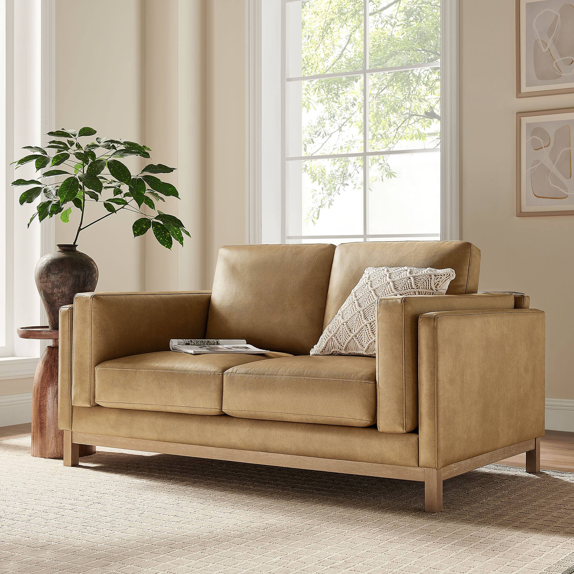 Alt View 7. Modway - Roscoe 63 inch Vegan Leather Loveseat by Modway - Toast.