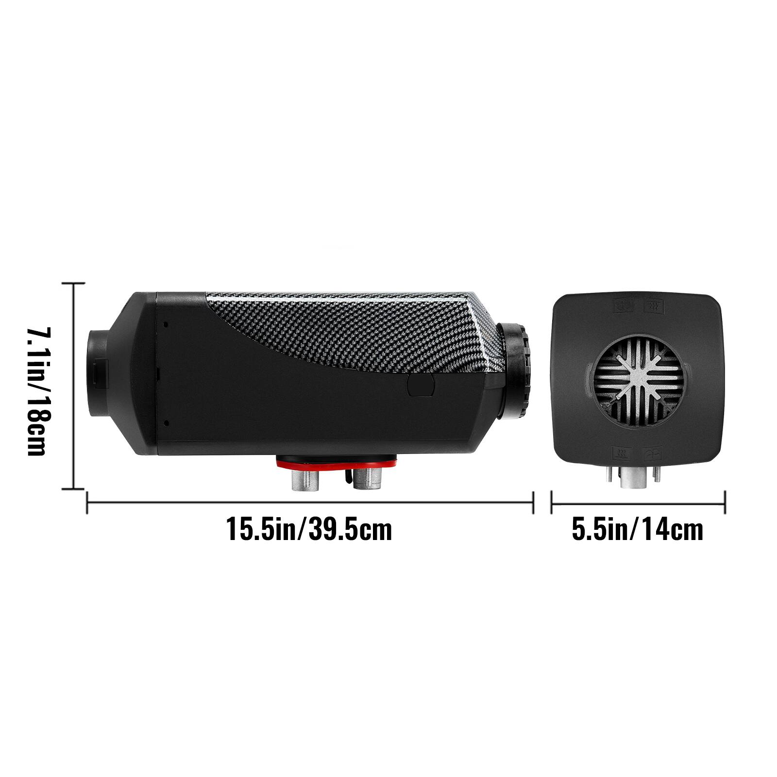 7.1in/18cm  
15.5in/39.5cm  
5.5in/14cm