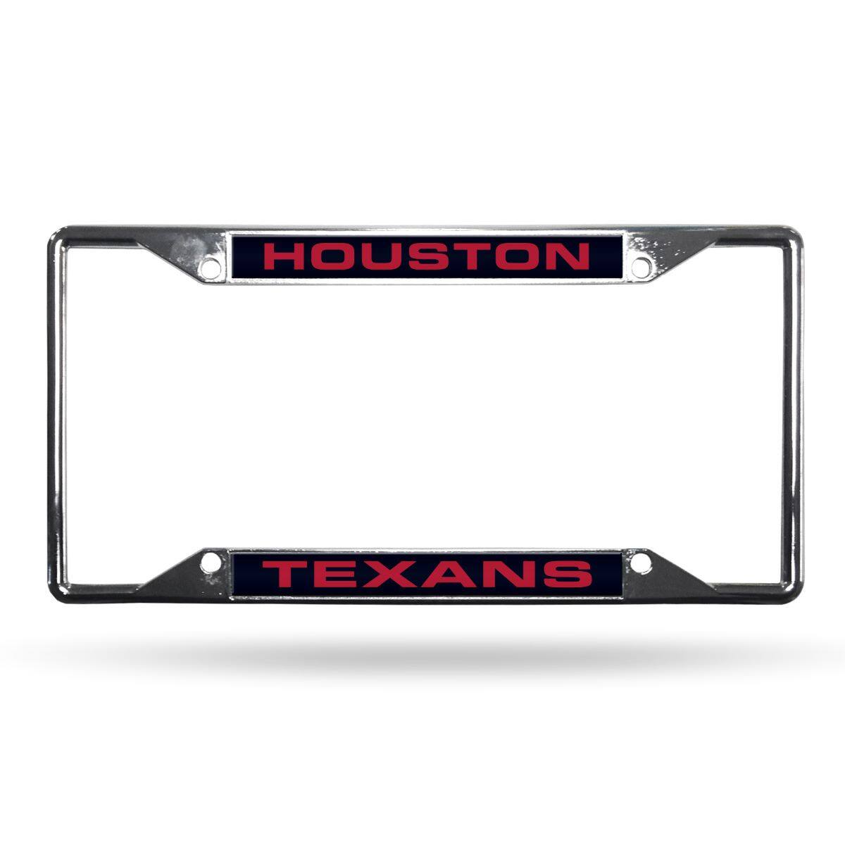 Houston Football Texans All Corner EZ View Chrome Metal Laser Cut License Plate Frame