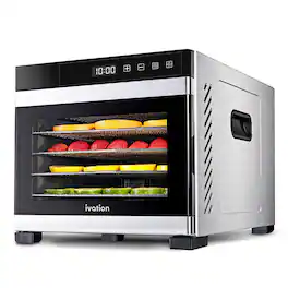Ivation - 6-Tray, 600W Food Dehydrator with Digital Timer and Temperature Control - Stainless Steel - Gray