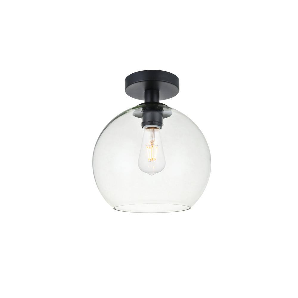 Alt View 2. Living District - Baxter 1 Light Black Flush Mount With Clear Glass - Black And Clear.