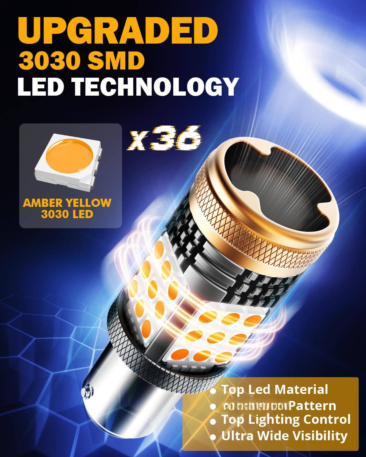 UPGRADED  
3030 SMD LED TECHNOLOGY  
x36  
AMBER YELLOW 3030 LED  

Top Led Material  
DOI Pattern  
Top Lighting Control  
Ultra Wide Visibility