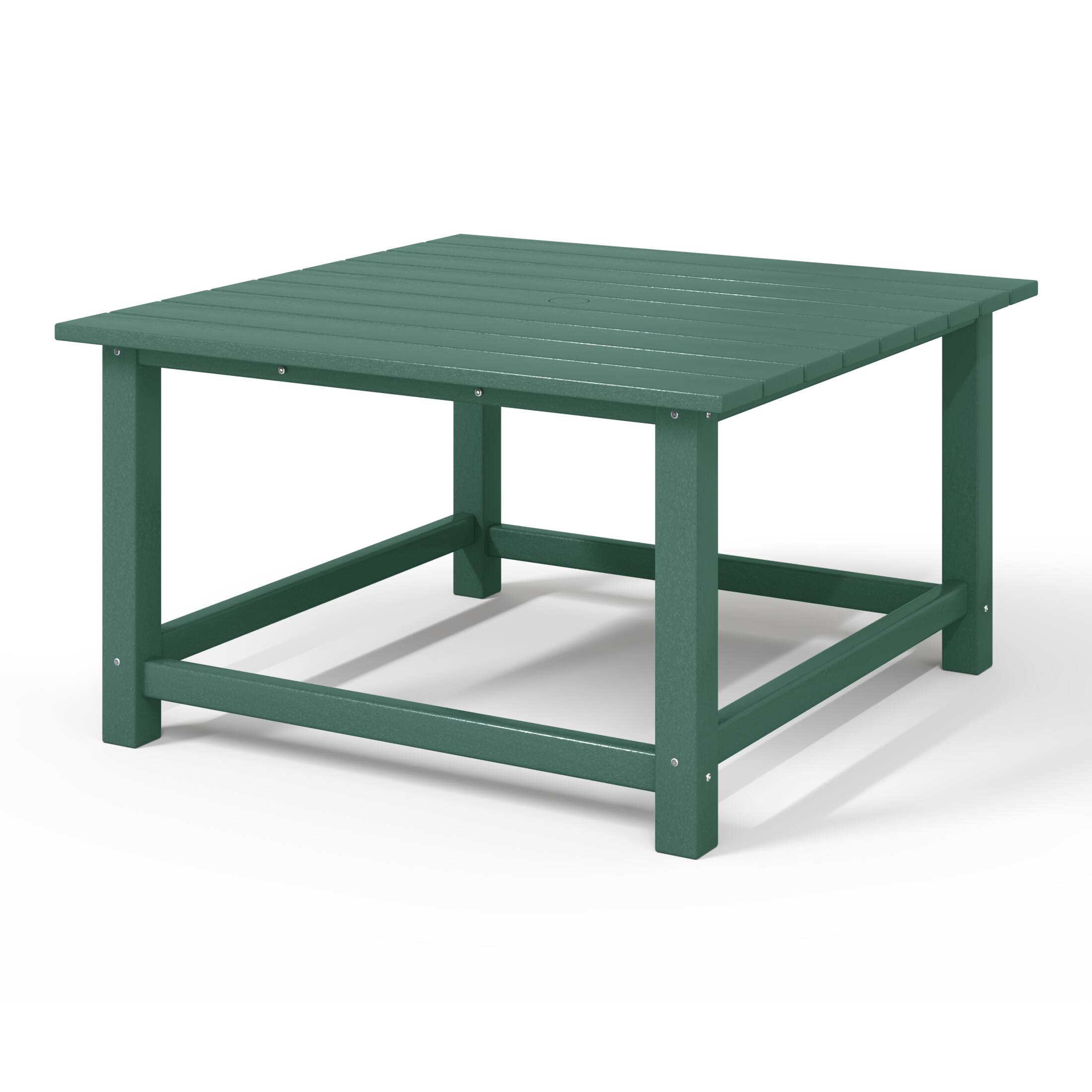 Back. WestinTrends - WestinTrends Malibu Low Outdoor HDPE Square Patio Coffee Table - Dark Green.