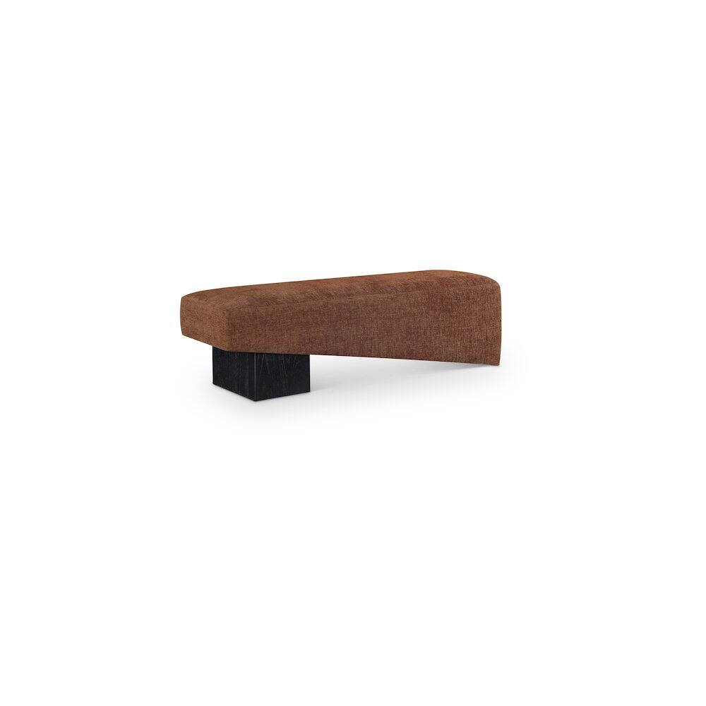 Front. Meridian Furniture - Alora Cognac Fabric Bench - Brown.