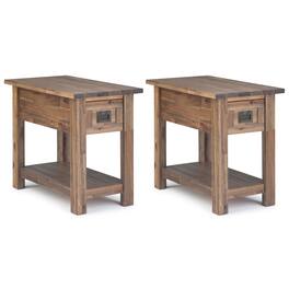 Simpli Home - Monroe 14 inch Narrow Side Table (Set of 2) - Rustic Natural Aged Brown