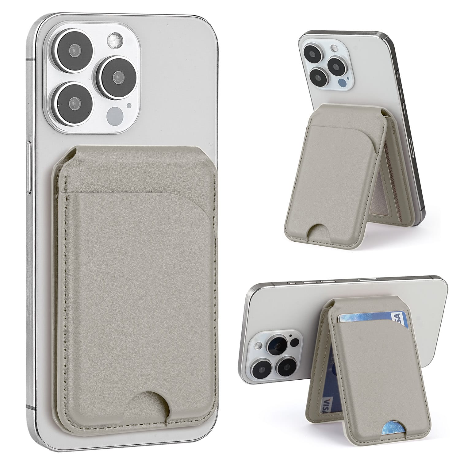 Alpha Digital - Magnetic Leather Wallet - MagSafe, Adjustable Phone Stand, Compatible w/ iPhone 12-17 - Gray price history on PriceWatchPro