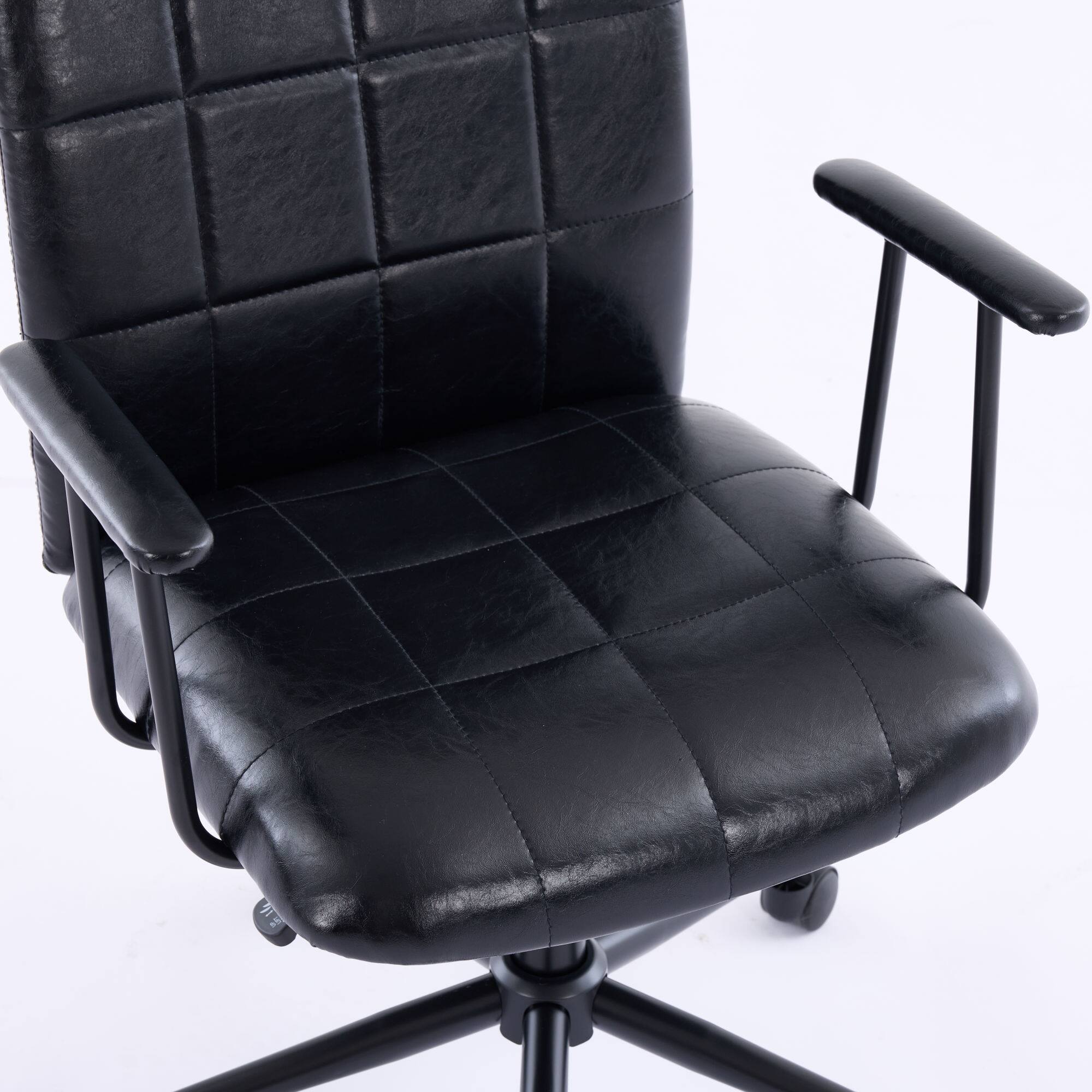 Alt View 1. GOODSILO - Antique PU Leather Executive Office Chair with High Backrest and Adjustable Gas Lift for Ergonomic Comfort - Antique Black.