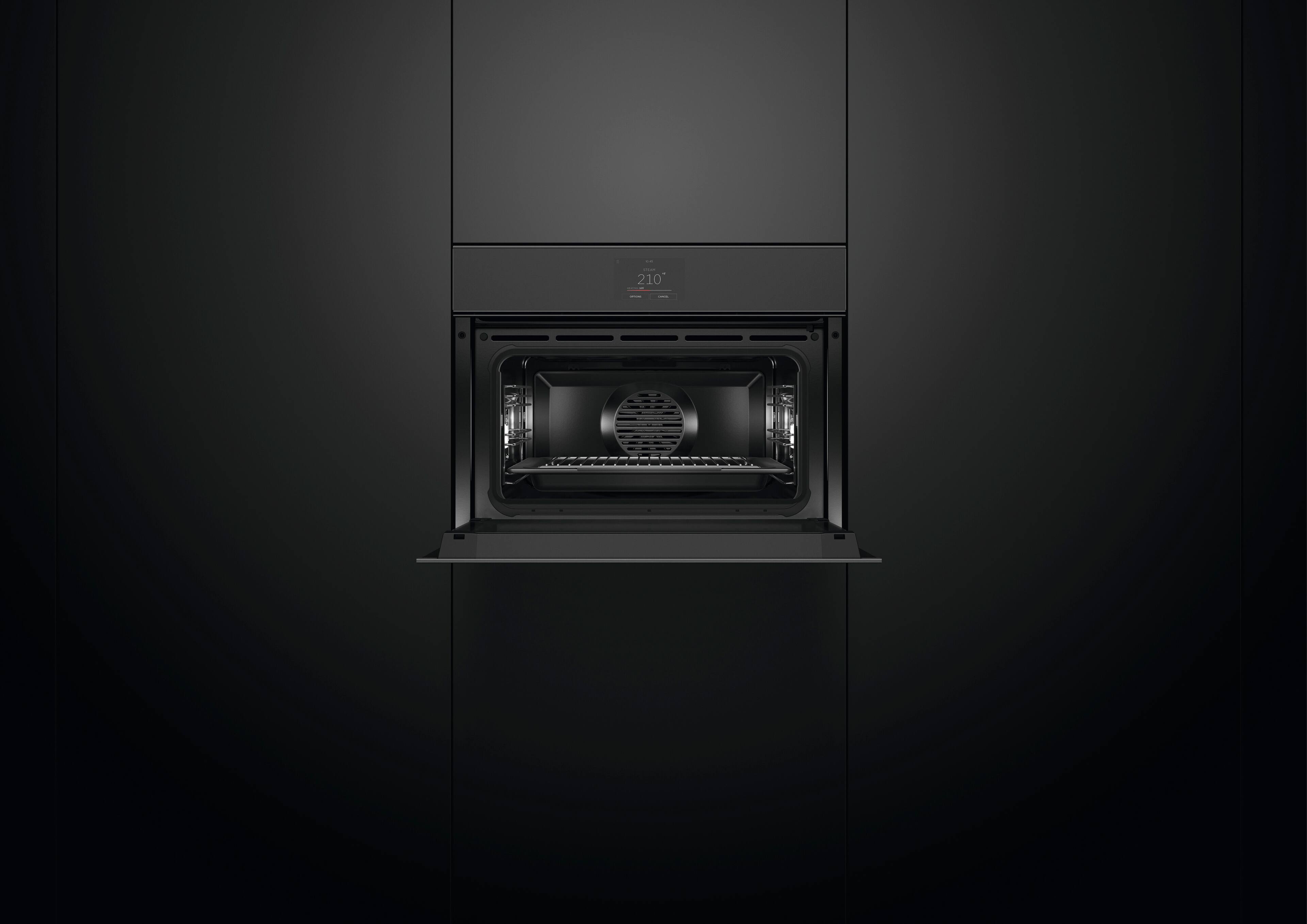 Alt View 12. Fisher & Paykel - Minimal 24-in Combination steam oven Handle-less 3 cu ft capacity - Black.