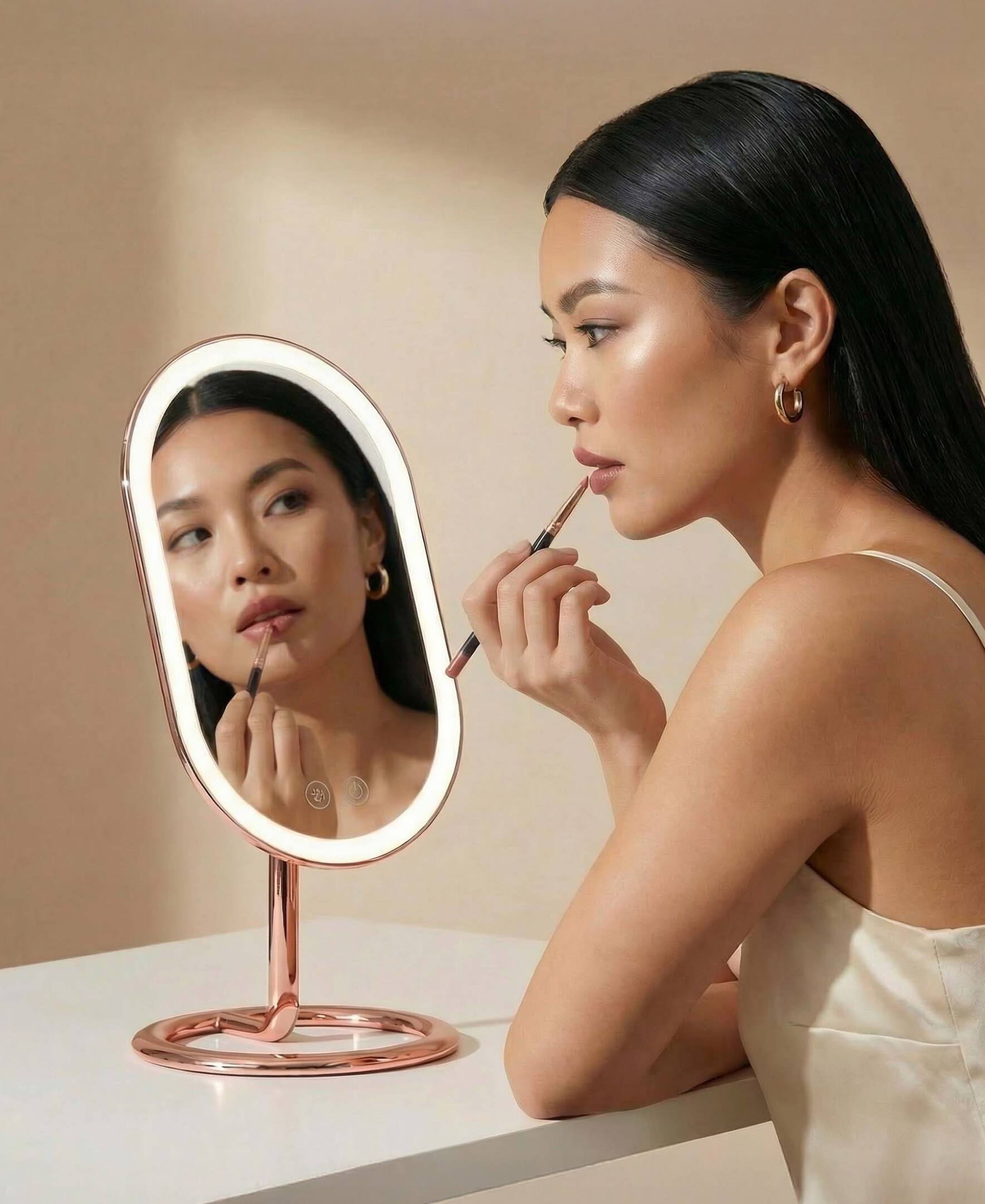 Angle. fancii - Vera Lighted Vanity Mirror - Rose Gold.