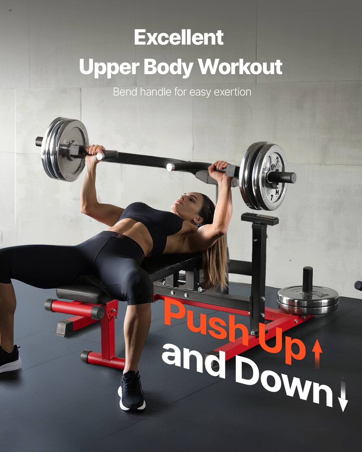 Excellent Upper Body Workout  
Bend handle for easy exertion  

Push Up and Down