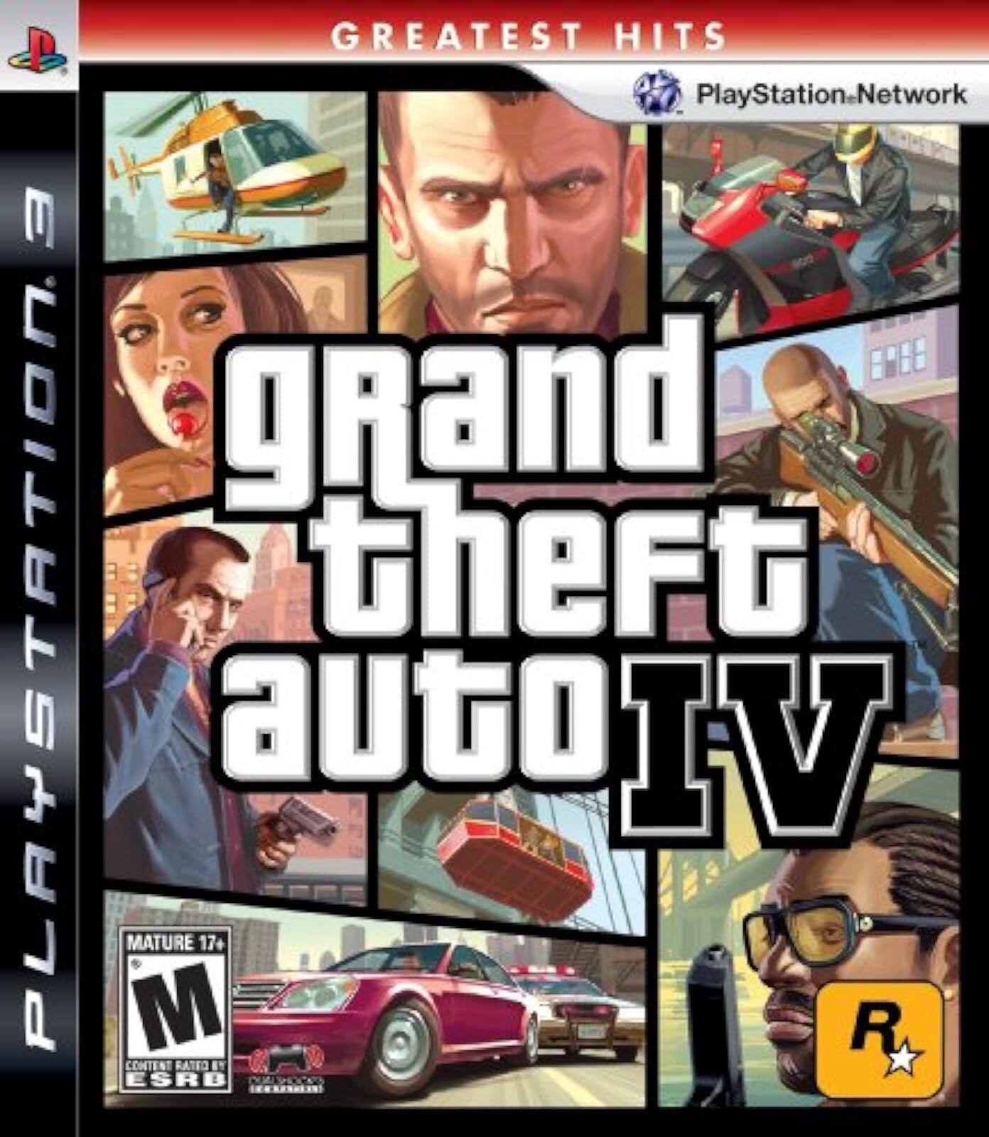 GREATEST HITS  
PlayStation Network  
grand theft auto IV  
MATURE 17+  
CONTENT RATED BY ESRB  
PLAYSTATION 3