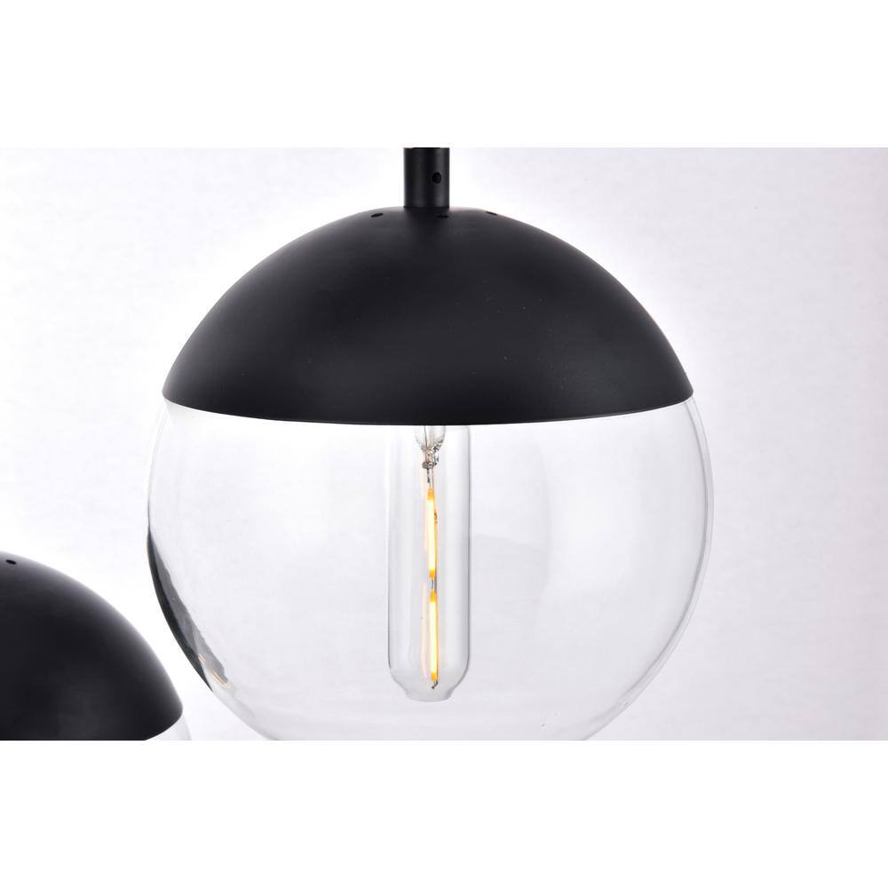 Alt View 1. Living District - Eclipse 3 Lights Black Pendant With Clear Glass - Black And Clear.