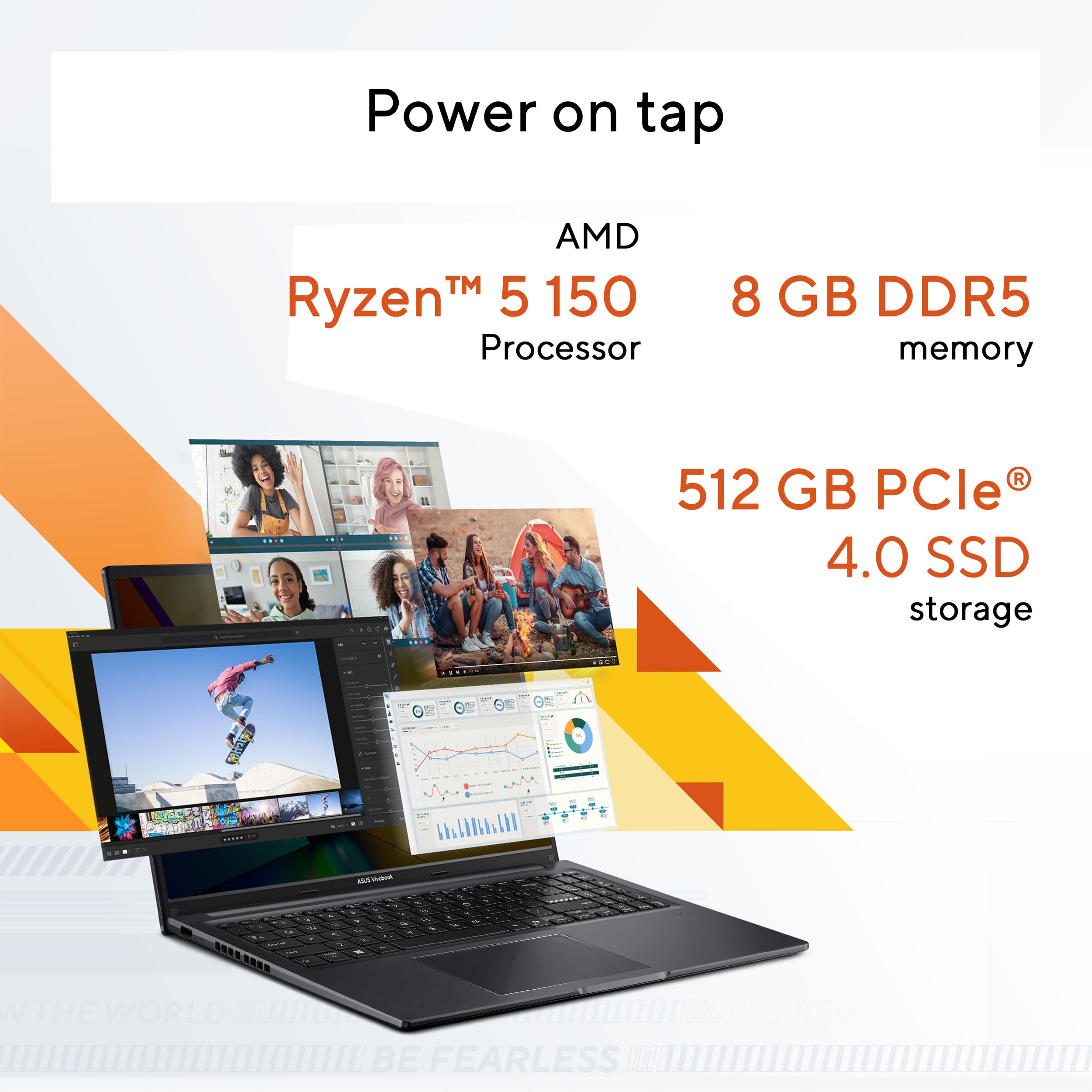 ASUS Vivobook 16 WUXGA Laptop AMD Ryzen 5 150 8GB RAM 512GB SSD