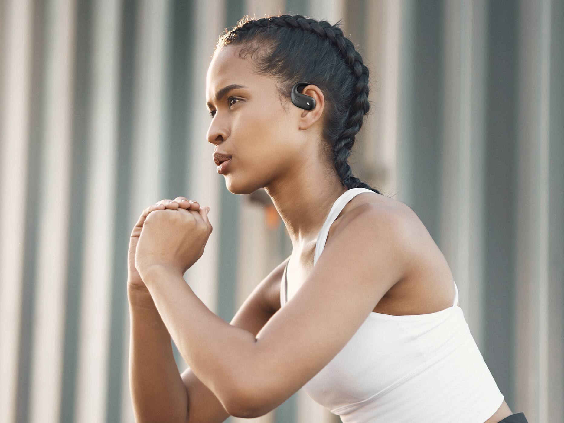 Back. OPN Sound - Aria+ True Wireless Earbuds With Charging Case - Black.