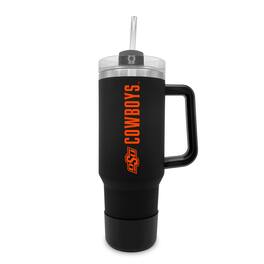 The Fanatic Group - Oklahoma State Cowboys 40oz. Stainless Tumbler with Handle & Removable Straw - Black