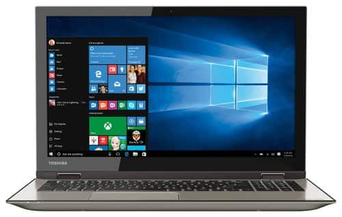 Front. Toshiba - Satellite Fusion 15.6" Touch-Screen Laptop - Intel Core i3 - 6GB Memory - 500GB Hard Drive - Satin Gold.