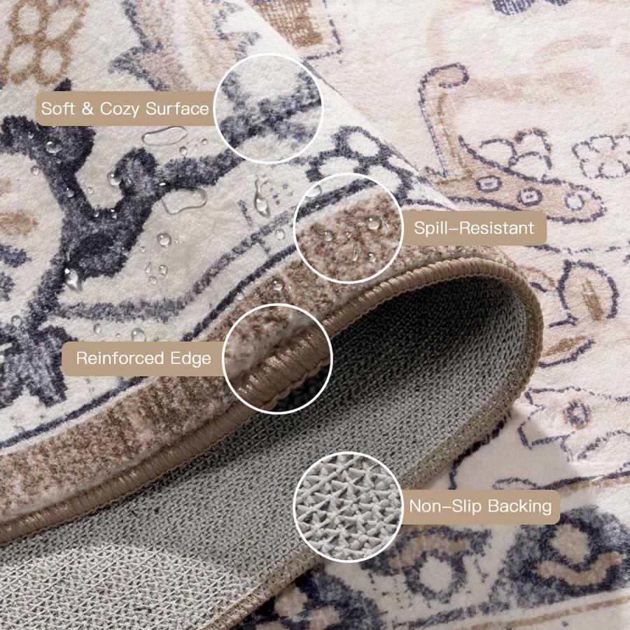 Reinforced Backing Rug Stylel Star Area Rugs Living Room Washable Rug Bedroom Kitchen Vintage ...