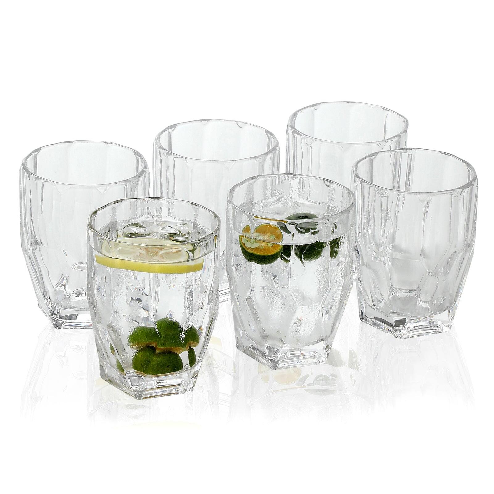 Front. BreeBe - Polyhedron Tumbler Glasses set of 6 - Clear.