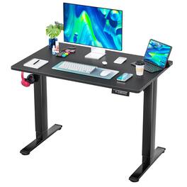 Hirose Alice - PayLessHere nch Electric Standing Desk Sit Stand up Desk Home Office Desk with Large Space Headphone Holder - Black 40 inch