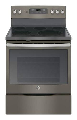 GE - 5.3 Cu. Ft. Self-Cleaning Freestanding Electric Convection Range - Slate