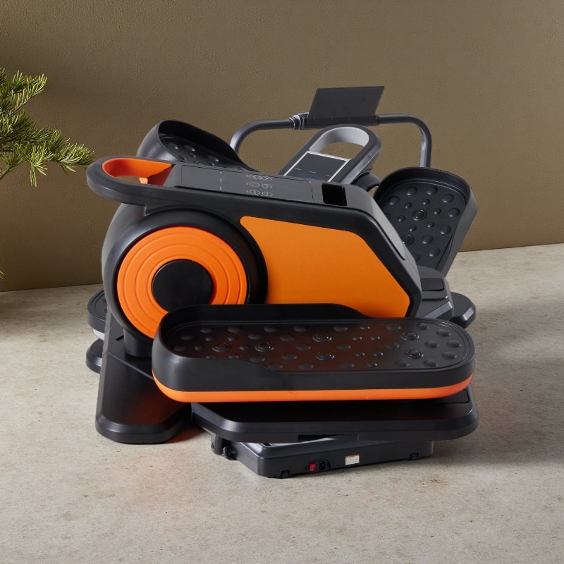 Aukfa - Compact Under-Desk Elliptical – Quiet Mini Pedal Exerciser with Adjustable Speed and LED Display - Orange