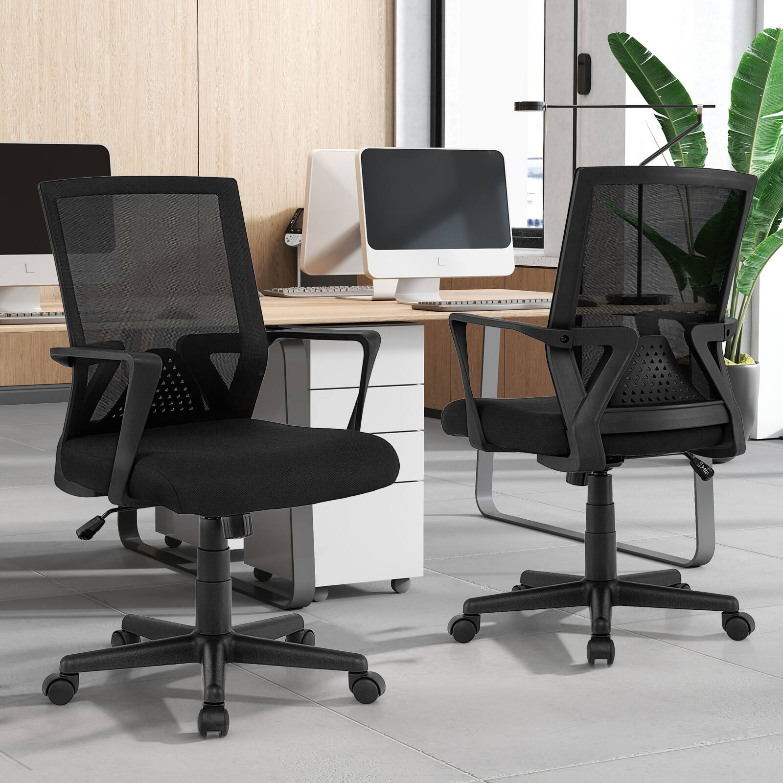 Alt View 9. Gymax - Gymax Ergonomic Office Chair Mid Back Desk Chair w/ Breathable Mesh Fabric & Sponge-Filled Seat - Black.