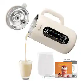 Akoasm - 8 in 1 Nut Milk Maker Machine 35 oz(1L) Stainless Steel Lid BPA Free with 8 Mins Self-Cleaning, 2 hrs Keep Warm - White