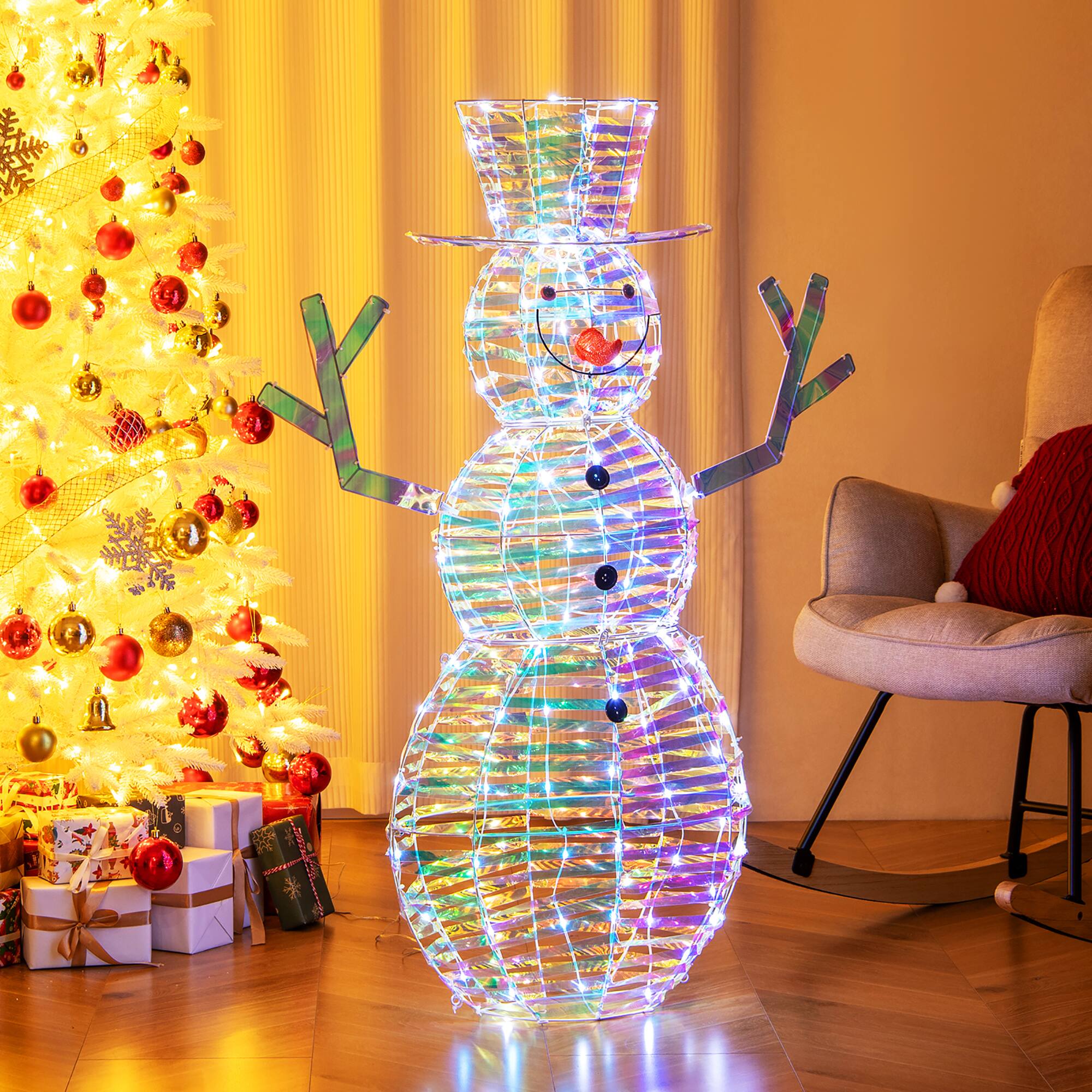 Alt View 5. Gymax - Gymax 4 FT Lighted Christmas Snowman Light-up Xmas Holiday Decoration w/ 100 LED Lights - Multicolor.