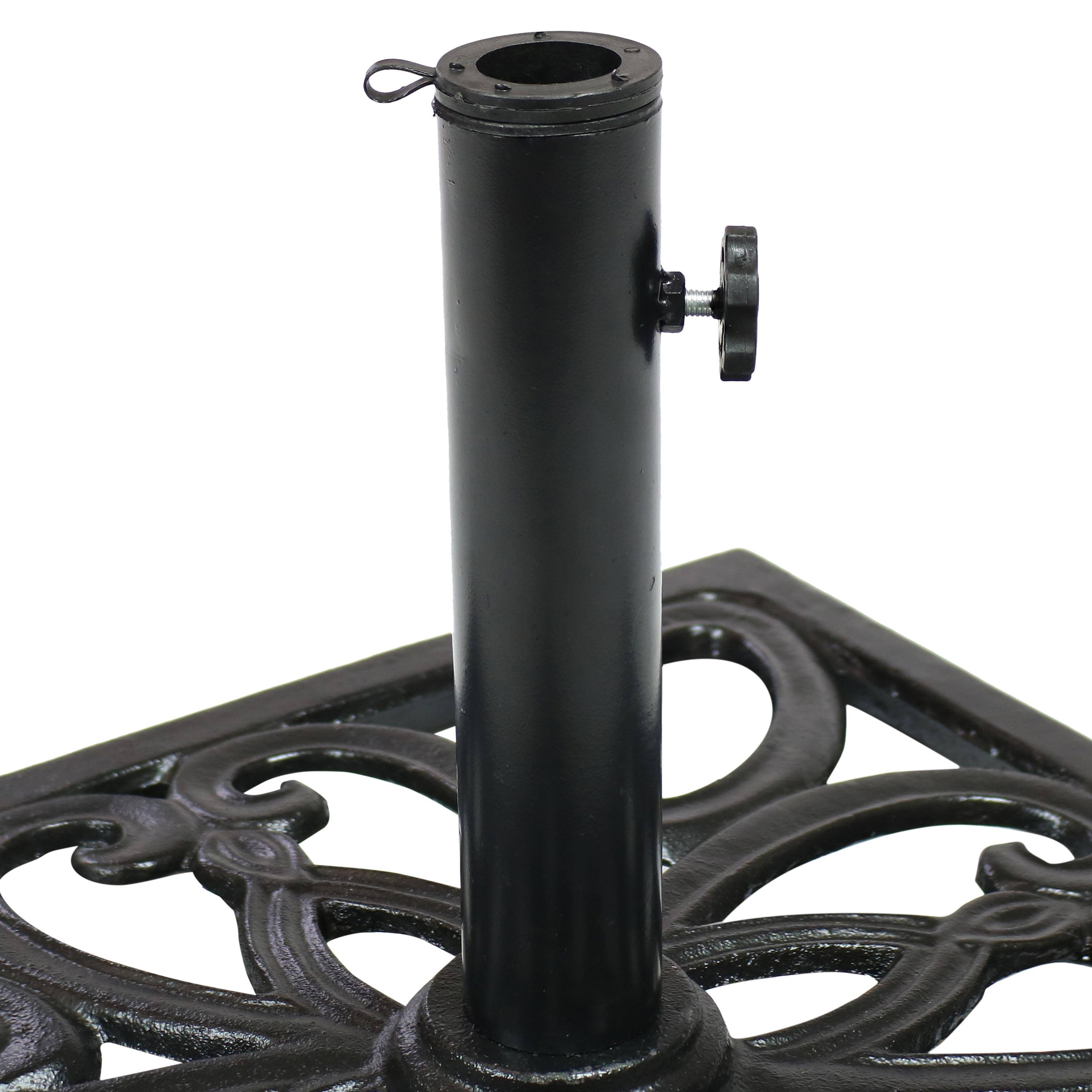 Alt View 5. Sunnydaze - 22 in Geometric Cast Iron Square Patio Umbrella Base - Black.