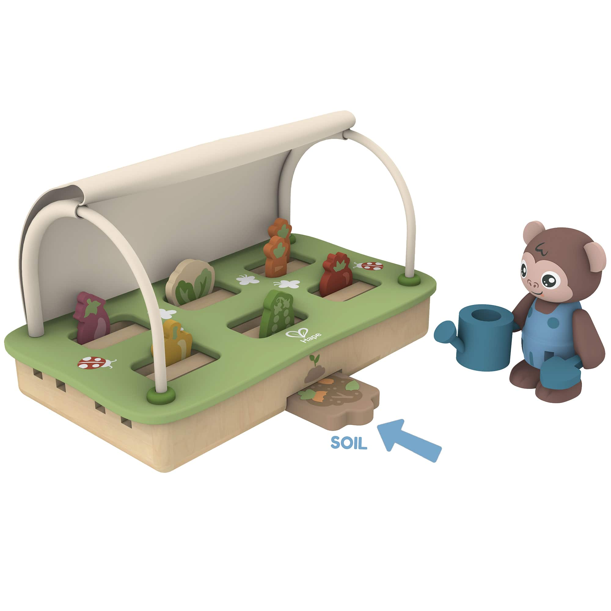 Hape Hape: Organic Greenhouse Set 10pc Wooden,Ages 3+ G6943478037472 ...