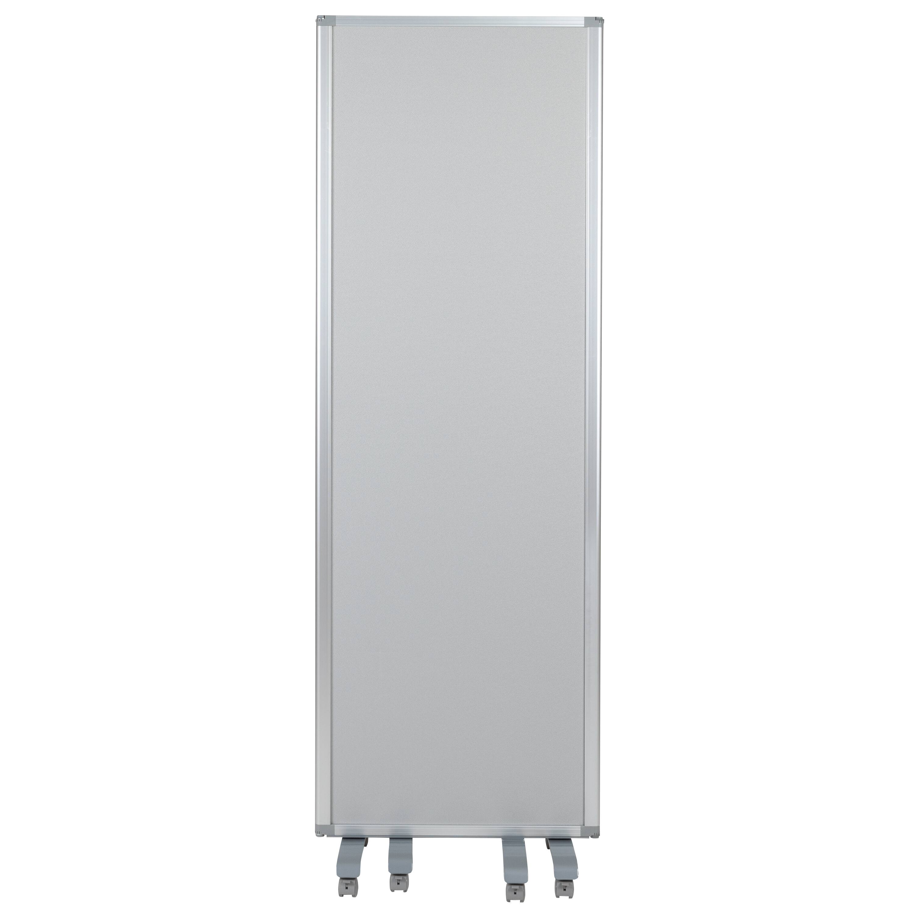 Alt View 8. Emma + Oliver - Mobile Whiteboard/Cloth 3 Section Partition with Locking Casters, 72"H x 24"W - White/Gray.