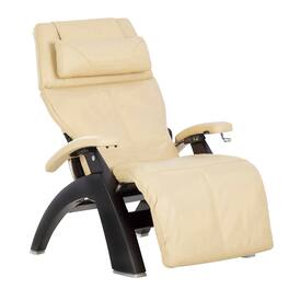 Human Touch - Perfect Chair PC-420 Classic Manual Plus Zero Gravity Recliner with Solid Wood Base - Matte Black / Ivory Premium Leather / Supreme