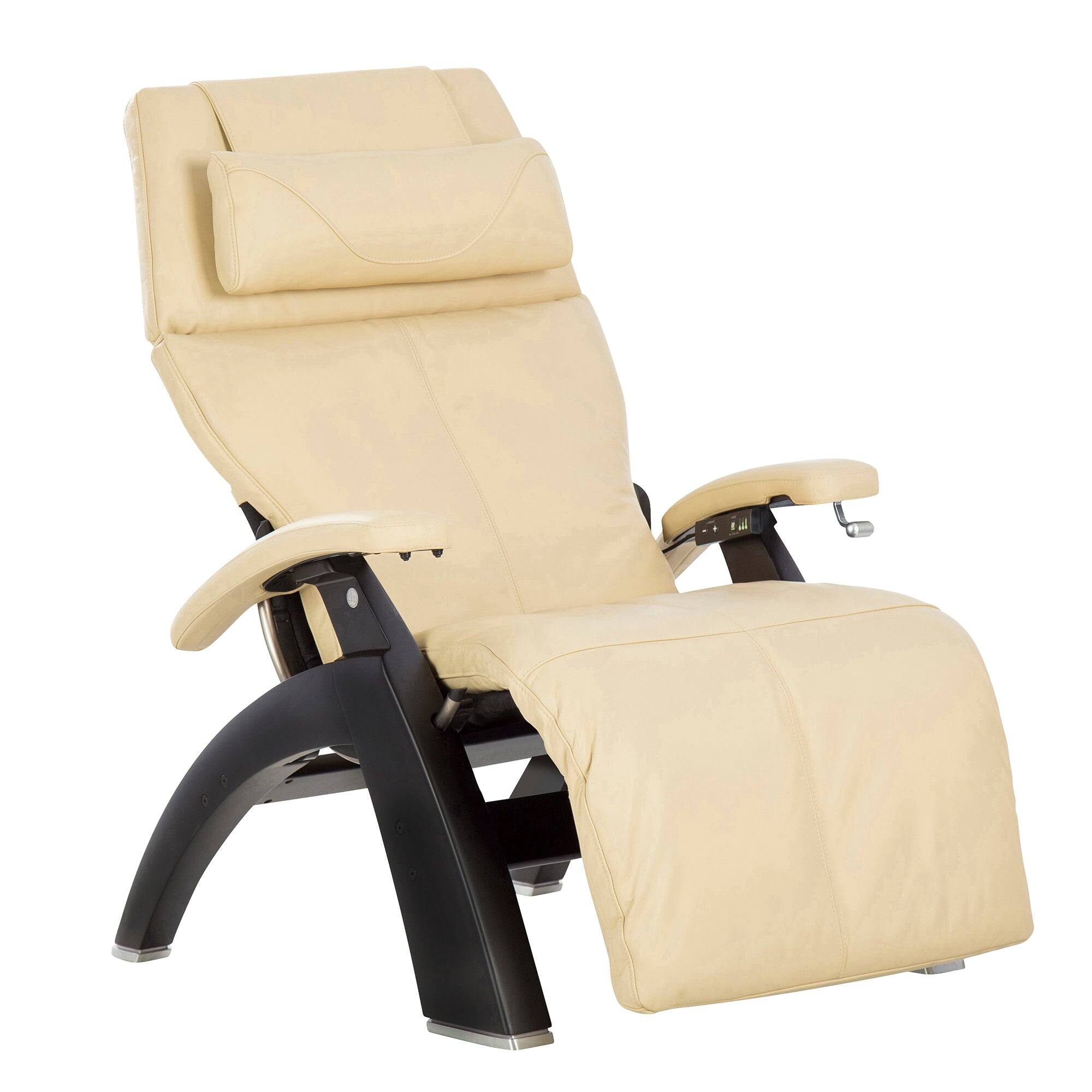 Front. Human Touch - Human Touch Perfect Chair PC-420 Classic Manual Plus Zero Gravity Recliner with Solid Wood Base - Matte Black / Ivory Premium Leather / Supreme.