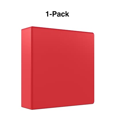 Alt View 5. Staples - 3" 3-Ring Non-View Binder - Red.