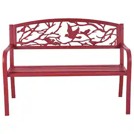 Pefilos - Patio Garden Bench Park Yard Outdoor Furniture, Outdoor Bench for Park, Porch, Patio and Backyard - Red