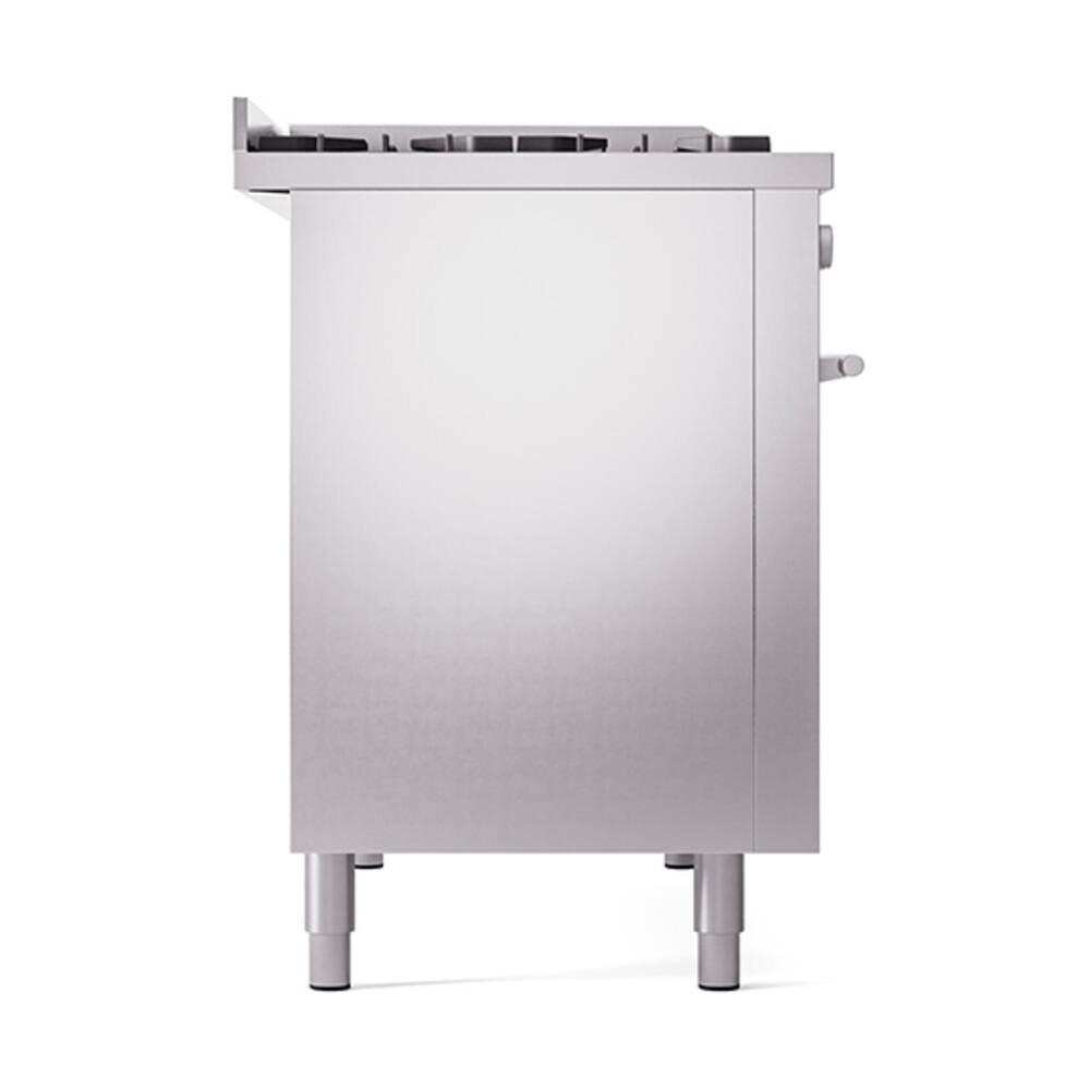 Alt View 3. ILVE - ILVE Professional Plus II Series 48 in. Dual Fuel Range with 8 Sealed Burners + Griddle (Natural Gas, Satin Trim) - Stainless Steel.
