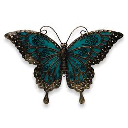 G128 - Butterfly Metal Wall Art Hanging Decor for Indoor/Outdoor, 12 × 9 inches - Black and Green